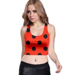Polka Dots - Black on Ferrari Red Racer Back Crop Top