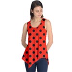Polka Dots - Black on Ferrari Red Sleeveless Tunic