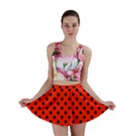Polka Dots - Black on Ferrari Red Mini Skirt