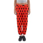 Polka Dots - Black on Ferrari Red Women s Jogger Sweatpants