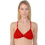 Polka Dots - Black on Ferrari Red Reversible Tri Bikini Top