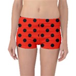 Polka Dots - Black on Ferrari Red Boyleg Bikini Bottoms