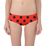 Polka Dots - Black on Ferrari Red Classic Bikini Bottoms