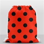 Polka Dots - Black on Ferrari Red Drawstring Bag (Small)
