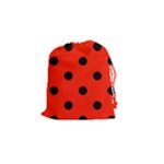 Polka Dots - Black on Ferrari Red Drawstring Pouch (S)