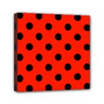 Polka Dots - Black on Ferrari Red Mini Canvas 6  x 6  (Stretched)