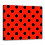 Polka Dots - Black on Ferrari Red Canvas 24  x 20  (Stretched)