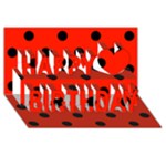 Polka Dots - Black on Ferrari Red Happy Birthday 3D Greeting Card (8x4)