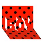 Polka Dots - Black on Ferrari Red BOY 3D Greeting Card (7x5)
