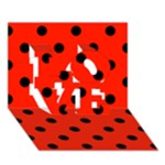 Polka Dots - Black on Ferrari Red LOVE 3D Greeting Card (7x5)