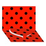 Polka Dots - Black on Ferrari Red Heart Bottom 3D Greeting Card (7x5)