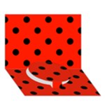 Polka Dots - Black on Ferrari Red Circle Bottom 3D Greeting Card (7x5)