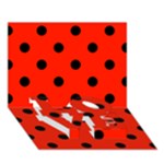 Polka Dots - Black on Ferrari Red LOVE Bottom 3D Greeting Card (7x5)