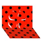 Polka Dots - Black on Ferrari Red Clover 3D Greeting Card (7x5)