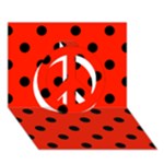 Polka Dots - Black on Ferrari Red Peace Sign 3D Greeting Card (7x5)