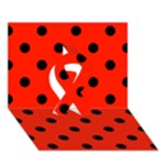 Polka Dots - Black on Ferrari Red Ribbon 3D Greeting Card (7x5)