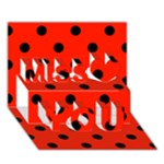 Polka Dots - Black on Ferrari Red Miss You 3D Greeting Card (7x5)