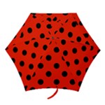 Polka Dots - Black on Ferrari Red Mini Umbrella