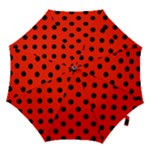 Polka Dots - Black on Ferrari Red Hook Handle Umbrella (Large)