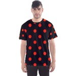 Polka Dots - Ferrari Red on Black Men s Sport Mesh Tee