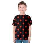 Polka Dots - Ferrari Red on Black Kid s Cotton Tee
