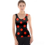 Polka Dots - Ferrari Red on Black Tank Top