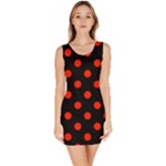 Polka Dots - Ferrari Red on Black Bodycon Dress