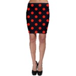 Polka Dots - Ferrari Red on Black Bodycon Skirt