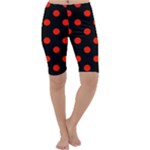Polka Dots - Ferrari Red on Black Cropped Leggings