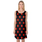 Polka Dots - Ferrari Red on Black Sleeveless Satin Nightdress