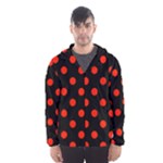 Polka Dots - Ferrari Red on Black Hooded Wind Breaker (Men)