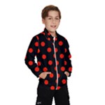 Polka Dots - Ferrari Red on Black Wind Breaker (Kids)