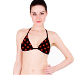 Polka Dots - Ferrari Red on Black Bikini Top