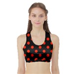 Polka Dots - Ferrari Red on Black Women s Sports Bra with Border