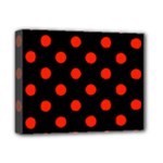 Polka Dots - Ferrari Red on Black Deluxe Canvas 14  x 11  (Stretched)