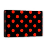 Polka Dots - Ferrari Red on Black Deluxe Canvas 18  x 12  (Stretched)