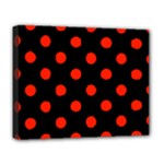 Polka Dots - Ferrari Red on Black Deluxe Canvas 20  x 16  (Stretched)