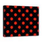 Polka Dots - Ferrari Red on Black Deluxe Canvas 24  x 20  (Stretched)