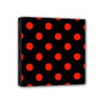 Polka Dots - Ferrari Red on Black Mini Canvas 4  x 4  (Stretched)
