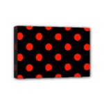 Polka Dots - Ferrari Red on Black Mini Canvas 6  x 4  (Stretched)