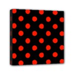 Polka Dots - Ferrari Red on Black Mini Canvas 6  x 6  (Stretched)