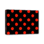 Polka Dots - Ferrari Red on Black Mini Canvas 7  x 5  (Stretched)
