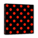 Polka Dots - Ferrari Red on Black Mini Canvas 8  x 8  (Stretched)