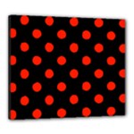 Polka Dots - Ferrari Red on Black Canvas 24  x 20  (Stretched)