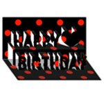 Polka Dots - Ferrari Red on Black Happy Birthday 3D Greeting Card (8x4)