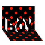 Polka Dots - Ferrari Red on Black BOY 3D Greeting Card (7x5)