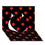 Polka Dots - Ferrari Red on Black Heart 3D Greeting Card (7x5)
