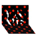 Polka Dots - Ferrari Red on Black LOVE 3D Greeting Card (7x5)