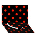 Polka Dots - Ferrari Red on Black Heart Bottom 3D Greeting Card (7x5)