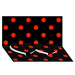 Polka Dots - Ferrari Red on Black Twin Heart Bottom 3D Greeting Card (8x4)